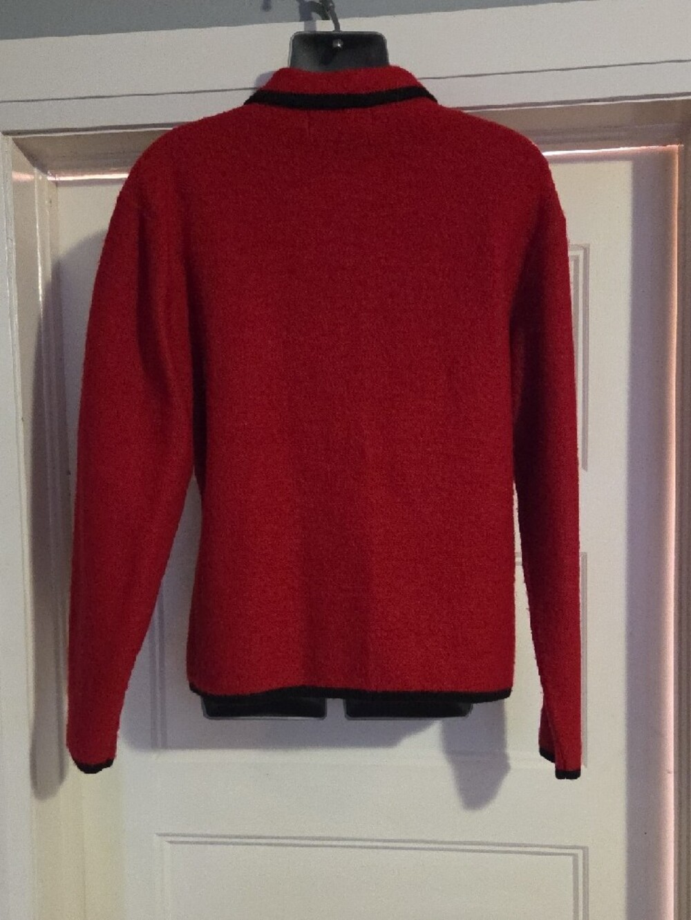 HERMAN GEIST Red Wool Zip-Front Jacket with Black Trim - Picture 6 of 10